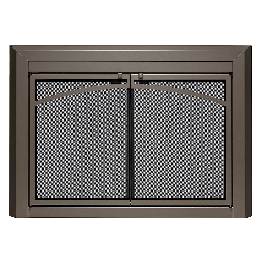 UniFlame - Gerri - Cabinet-Style Fireplace Doors with Smoke Tempered Glass (Color: Oil Rubbed Bronze, Size: Small - Fits 30in to 37in W x 22.5in to 29.5in H)