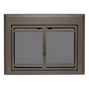 UniFlame - Kendall - Cabinet-Style Fireplace Doors with Smoke Tempered Glass (Color: Oil Rubbed Bronze, Size: Large - Fits 36in to 43in W x 25.5in to 32.5in H)