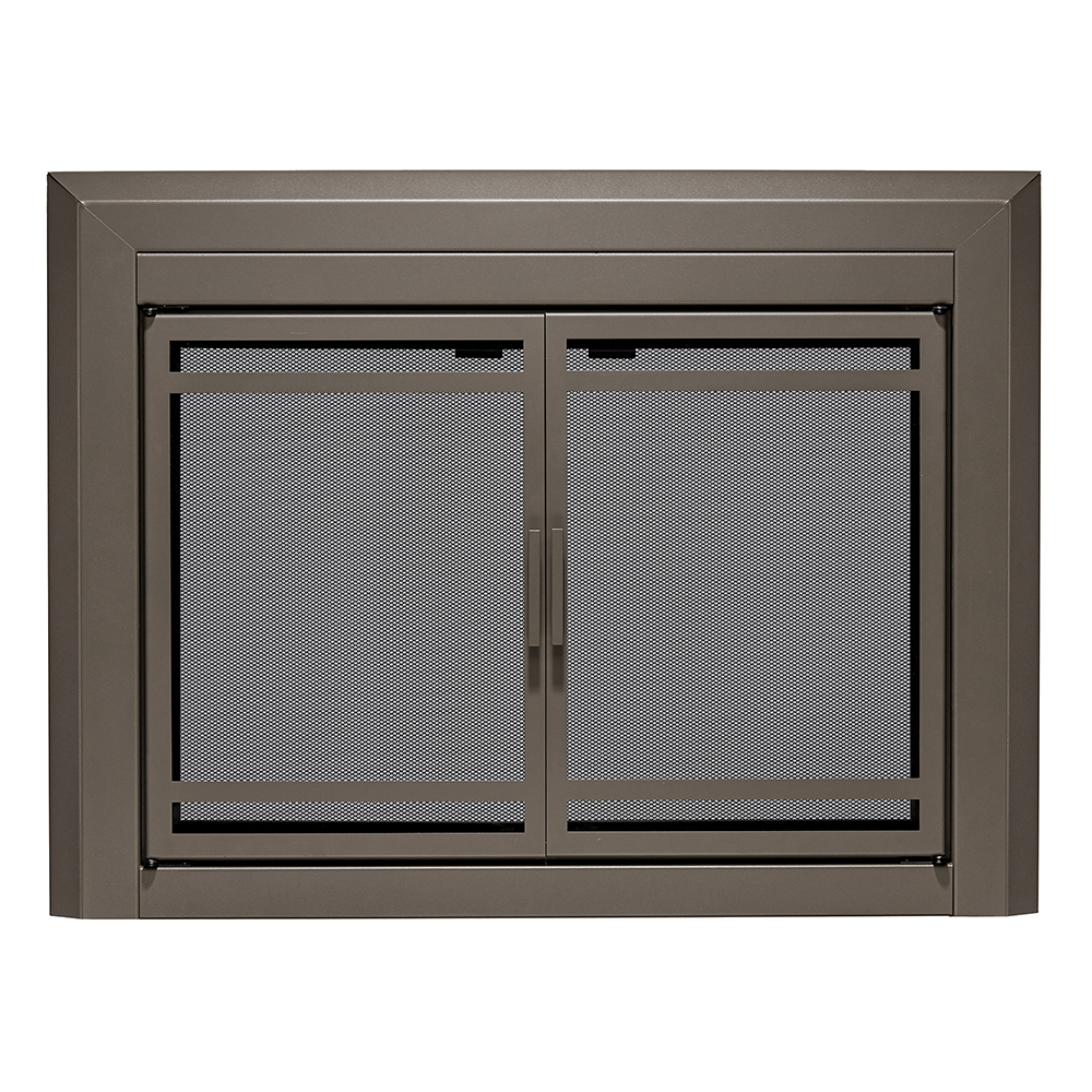 UniFlame - Kendall - Cabinet-Style Fireplace Doors with Smoke Tempered Glass (Color: Oil Rubbed Bronze, Size: Large - Fits 36in to 43in W x 25.5in to 32.5in H)