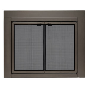 UniFlame - Roman - Bi-fold Style Fireplace Doors with Smoke Tempered Glass (Color: Oil Rubbed Bronze, Size: Large - Fits 36in to 43in W x 25.5in to 32.5in H)