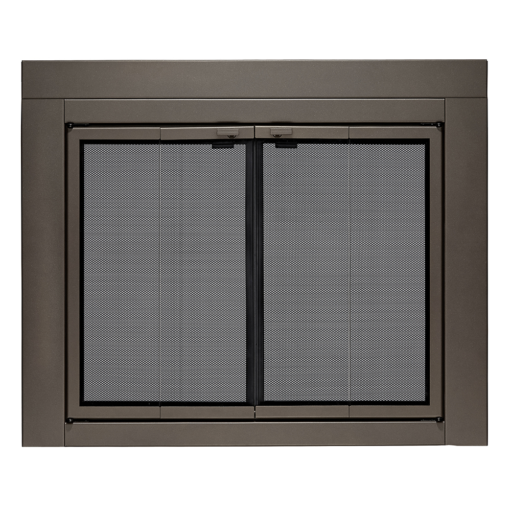 UniFlame - Roman - Bi-fold Style Fireplace Doors with Smoke Tempered Glass (Color: Oil Rubbed Bronze, Size: Large - Fits 36in to 43in W x 25.5in to 32.5in H)